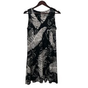 Anne Klein Womens Black White Dress Size 8 V Neck Sleeveless A line Midi